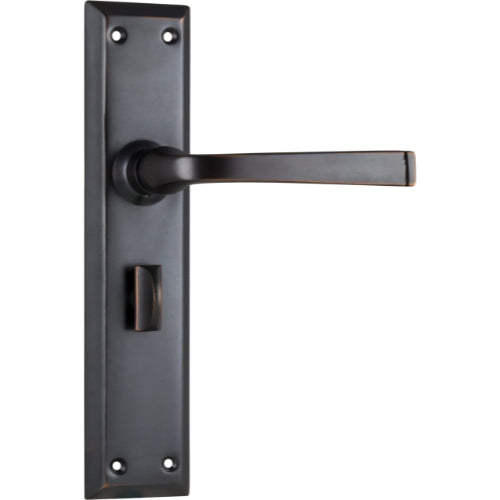 Door Lever Menton Privacy Pair Antique Copper H225xW50xP75mm in Antique Copper