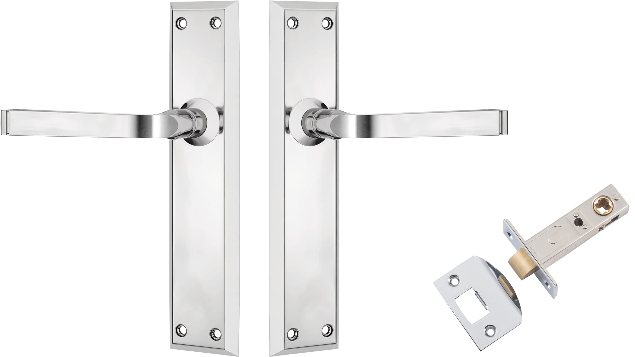 Door Lever Menton Chrome Plated Passage Set in Chrome Plated