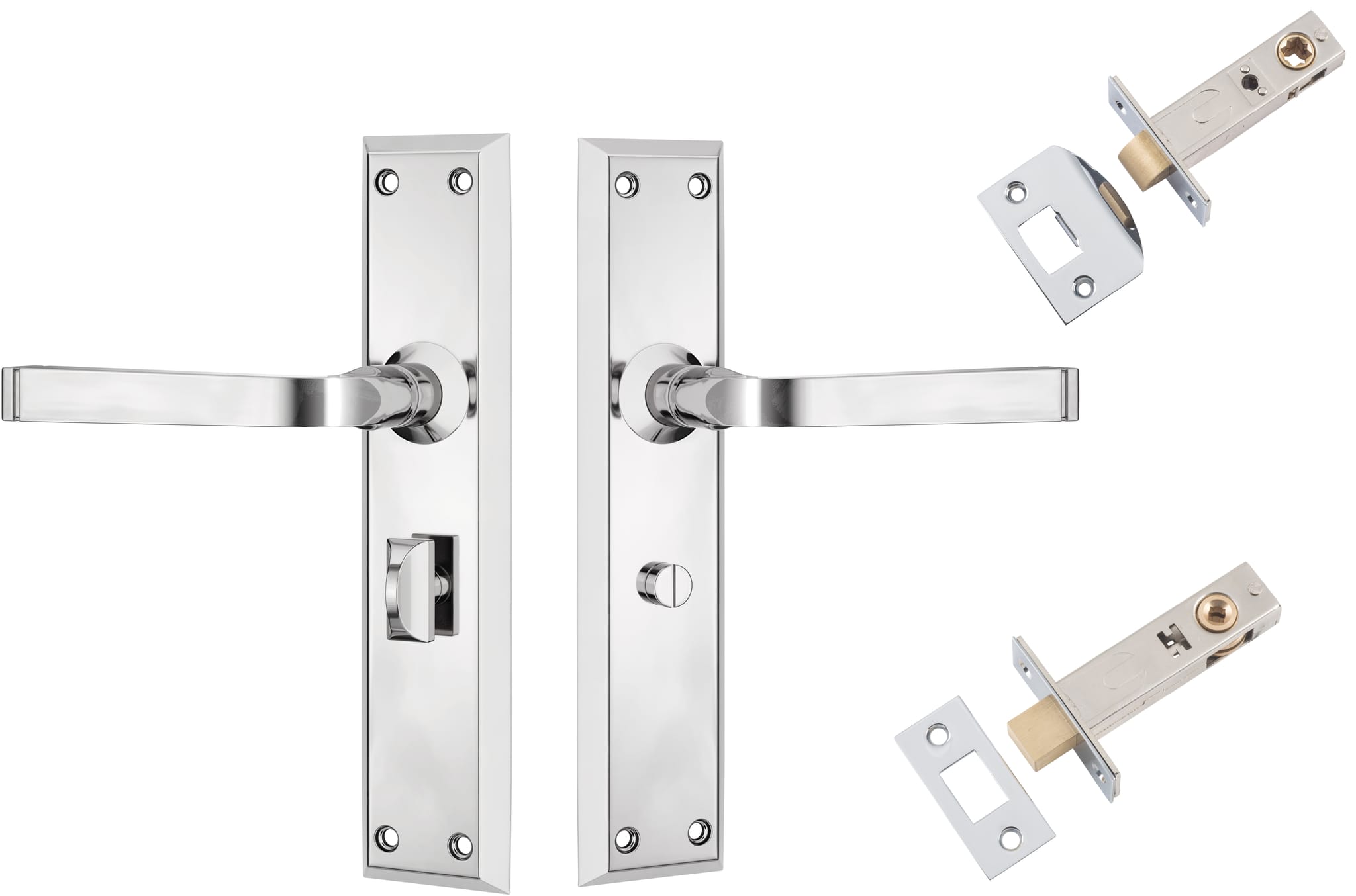 Door Lever Menton Chrome Plated Privacy Set in Chrome Plated