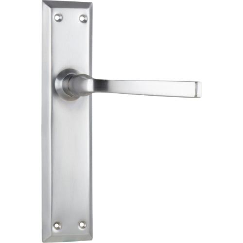 Door Lever Menton Latch Pair Satin Chrome H225xW50xP75mm in Satin Chrome