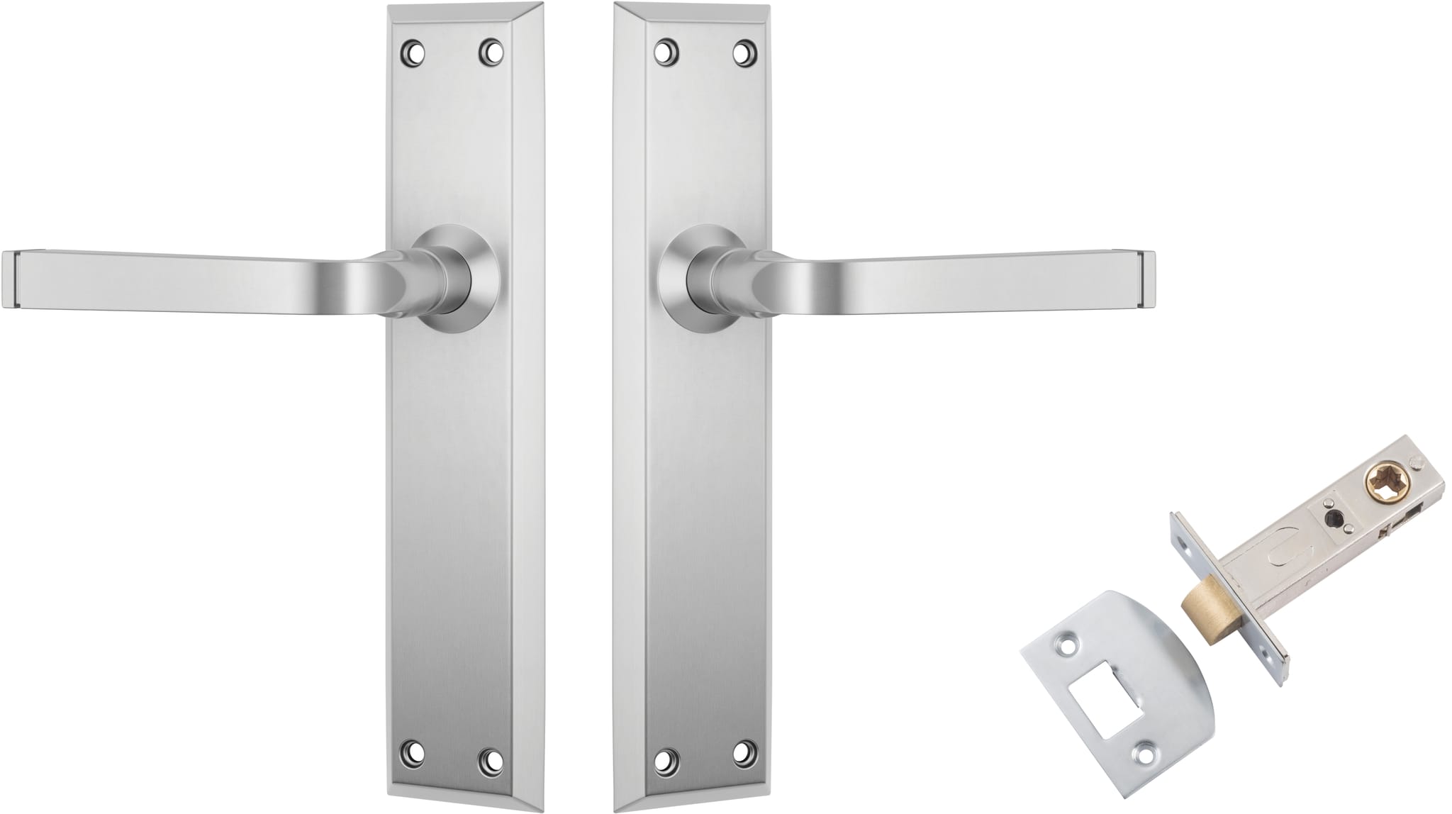 Door Lever Menton Satin Chrome Passage Set in Satin Chrome