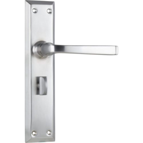Door Lever Menton Privacy Pair Satin Chrome H225xW50xP75mm in Satin Chrome