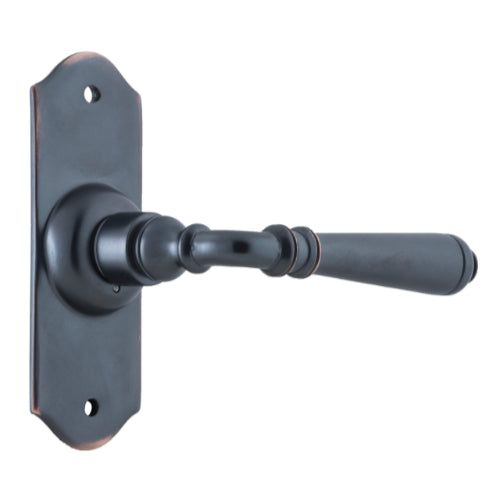 Door Lever Reims Latch Pair Antique Copper H110xW43xP65mm in Antique Copper