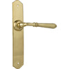 Door Lever Reims Latch Pair Polished Brass H240xW40xP70mm in Polished Brass