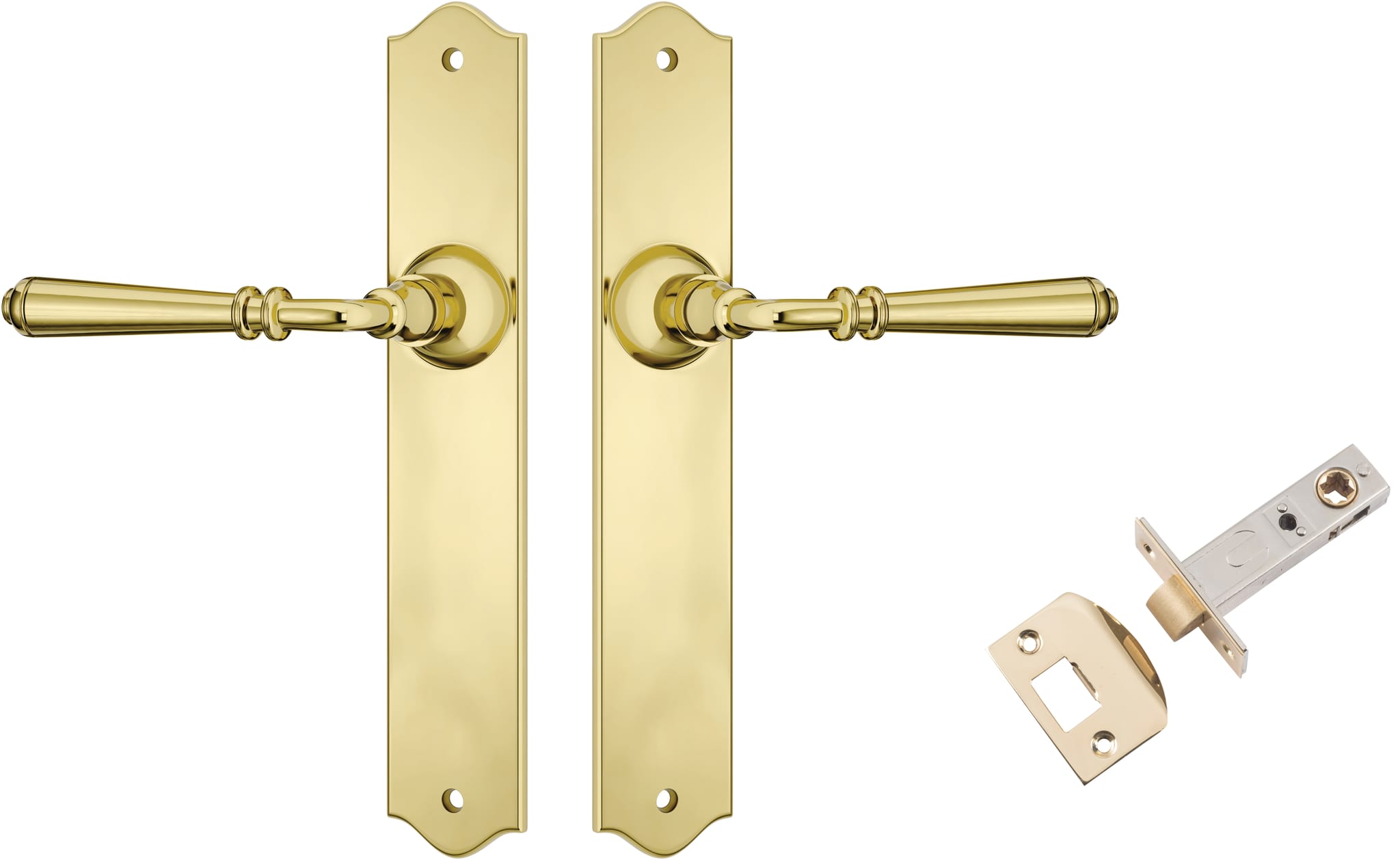 Door Lever Reims Polished Brass Passage Set in Polished Brass