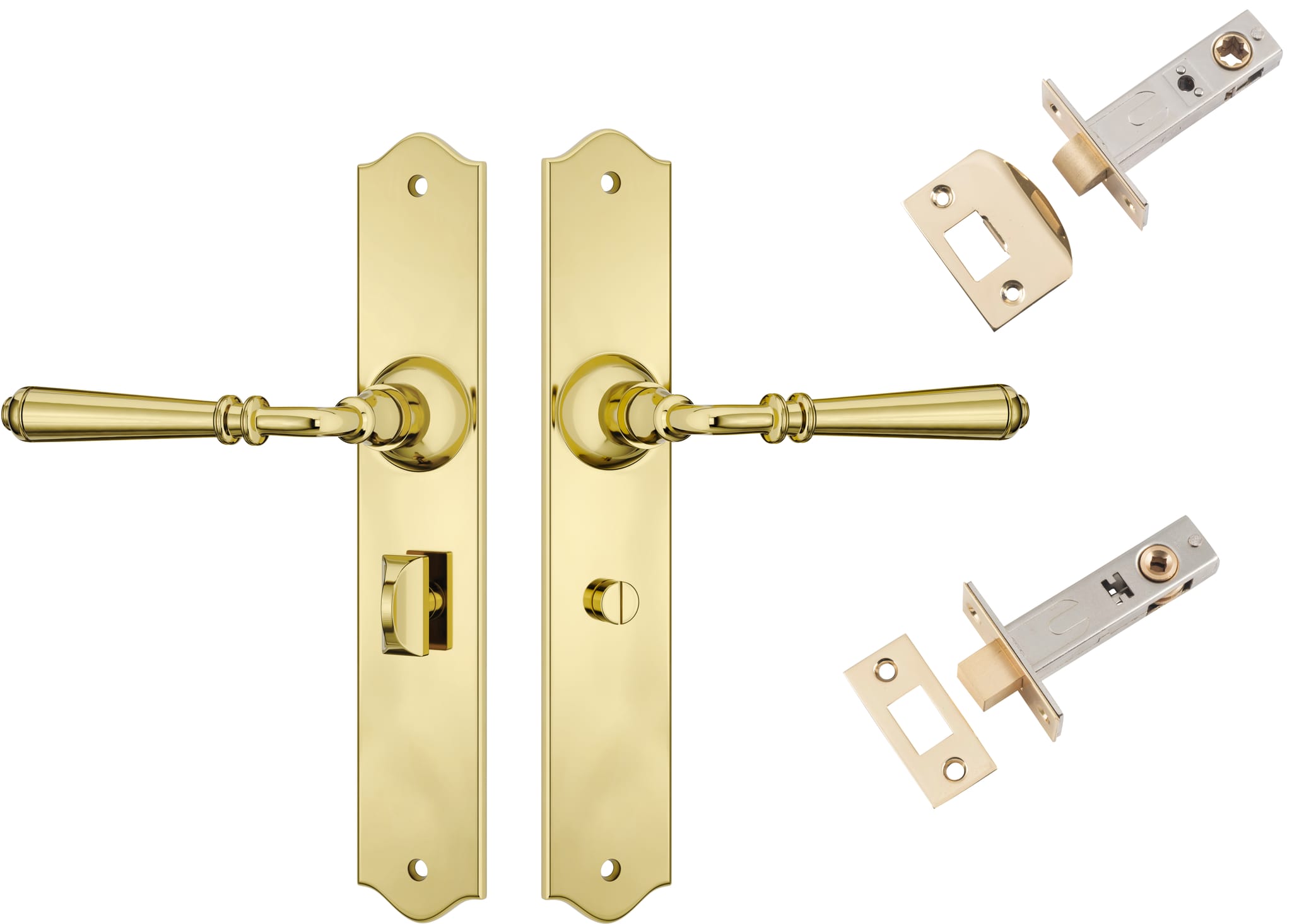 Door Lever Reims Polished Brass Privacy Set in Polished Brass