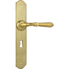 Door Lever Reims Lock Pair Polished Brass H240xW40xP70mm in Polished Brass