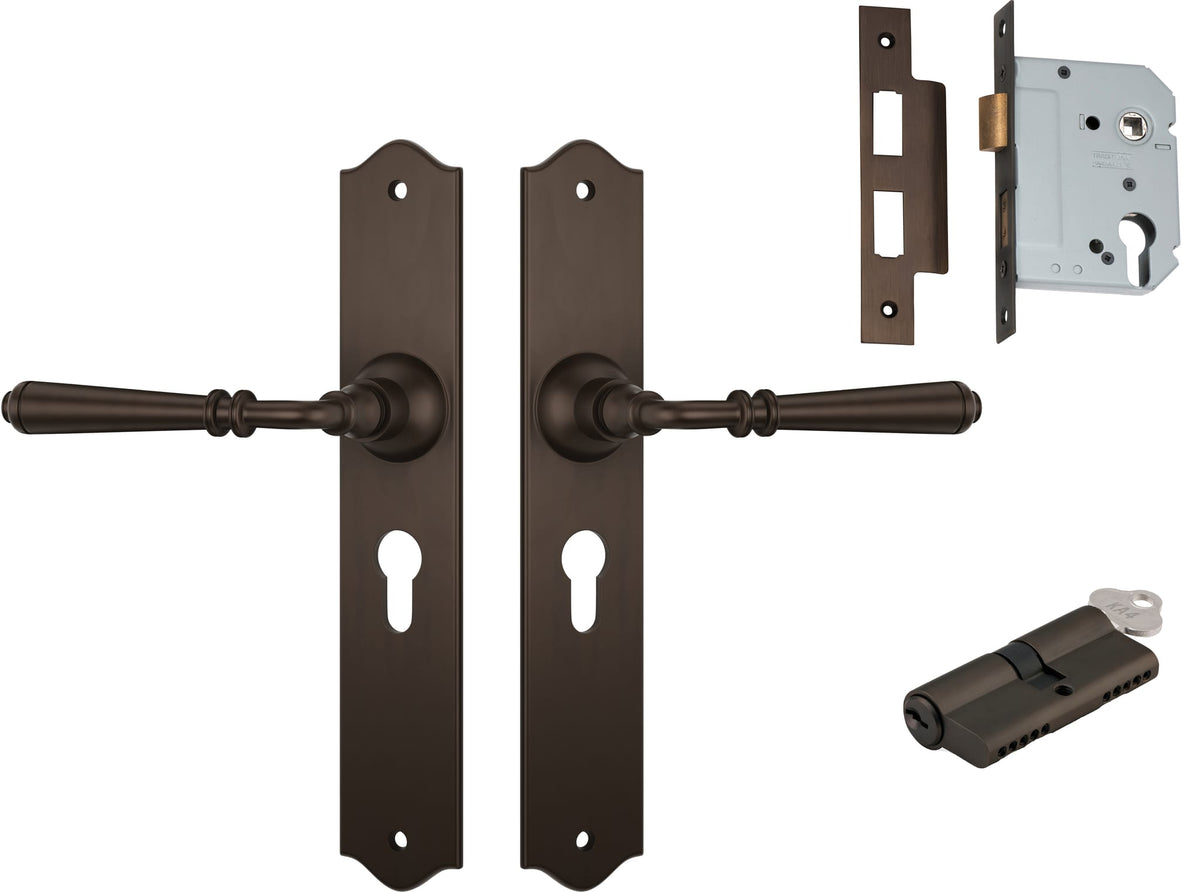 Door Lever Reims Antique Brass Key / Key Entrance Set in Antique Brass