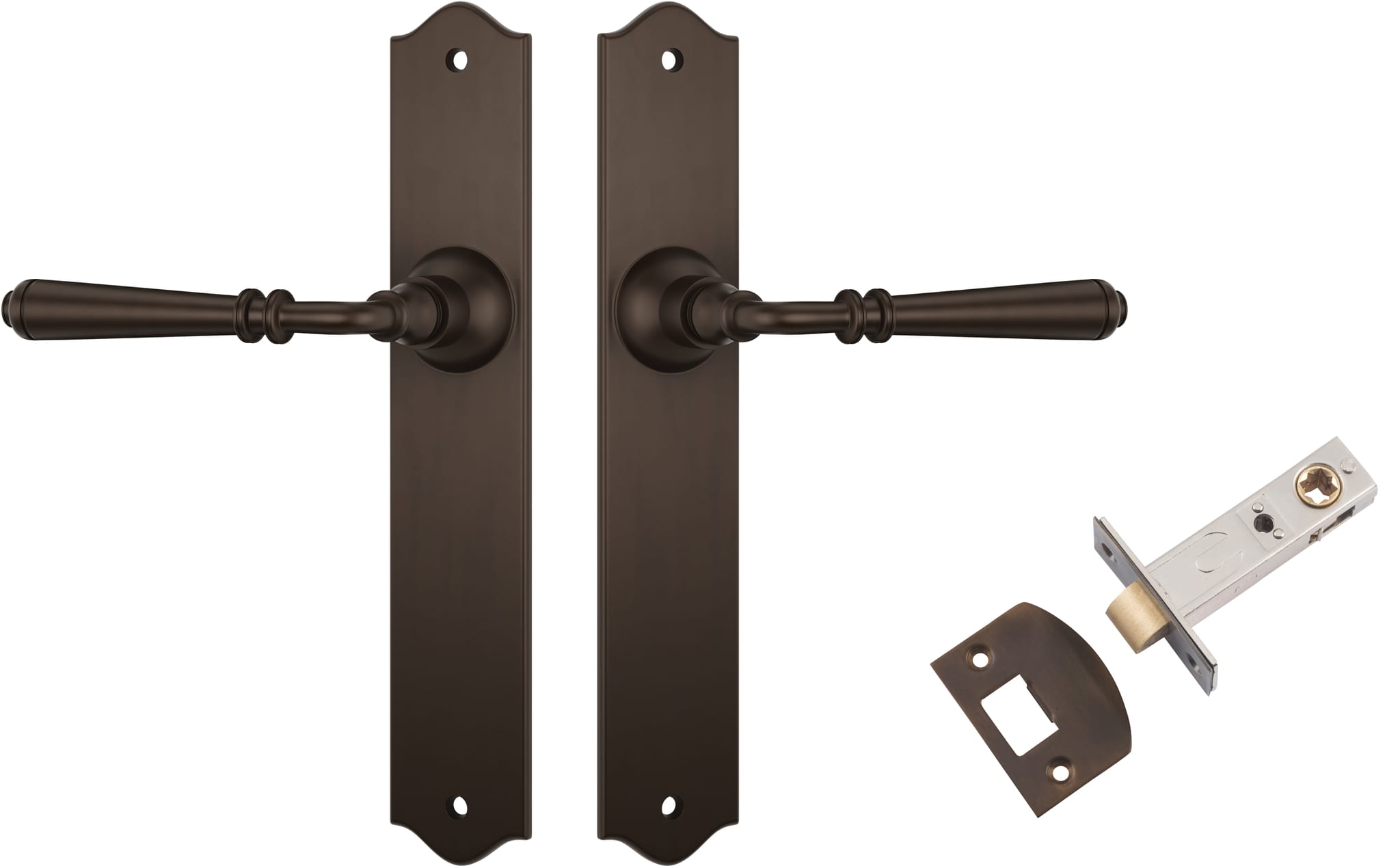 Door Lever Reims Antique Brass Passage Set in Antique Brass