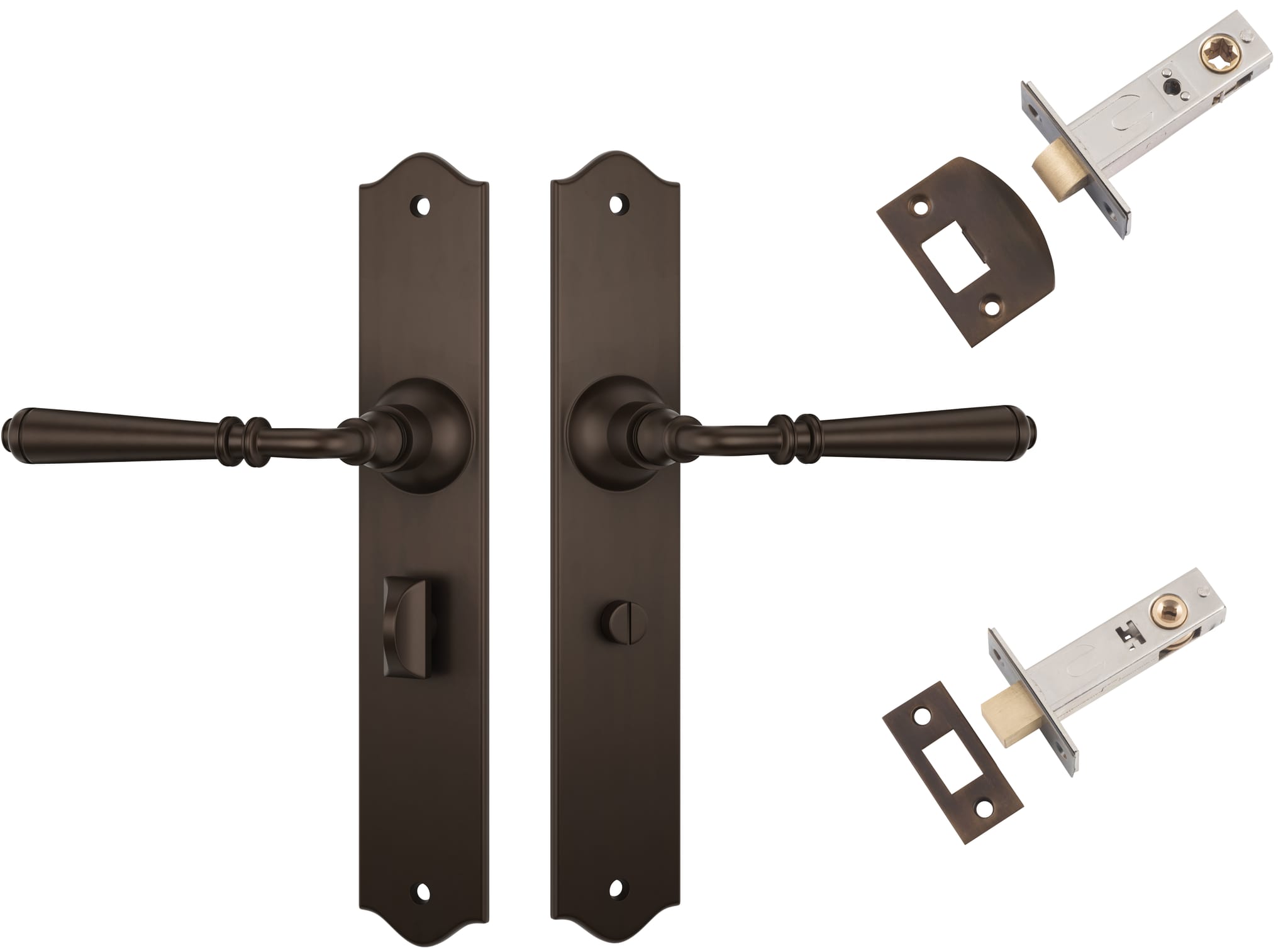 Door Lever Reims Antique Brass Privacy Set in Antique Brass