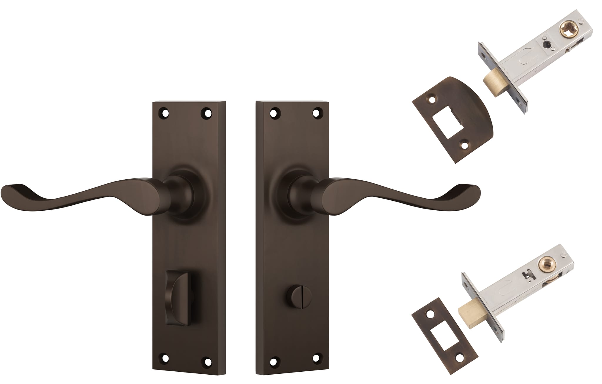 Door Lever Victorian Antique Brass Privacy Set in Antique Brass