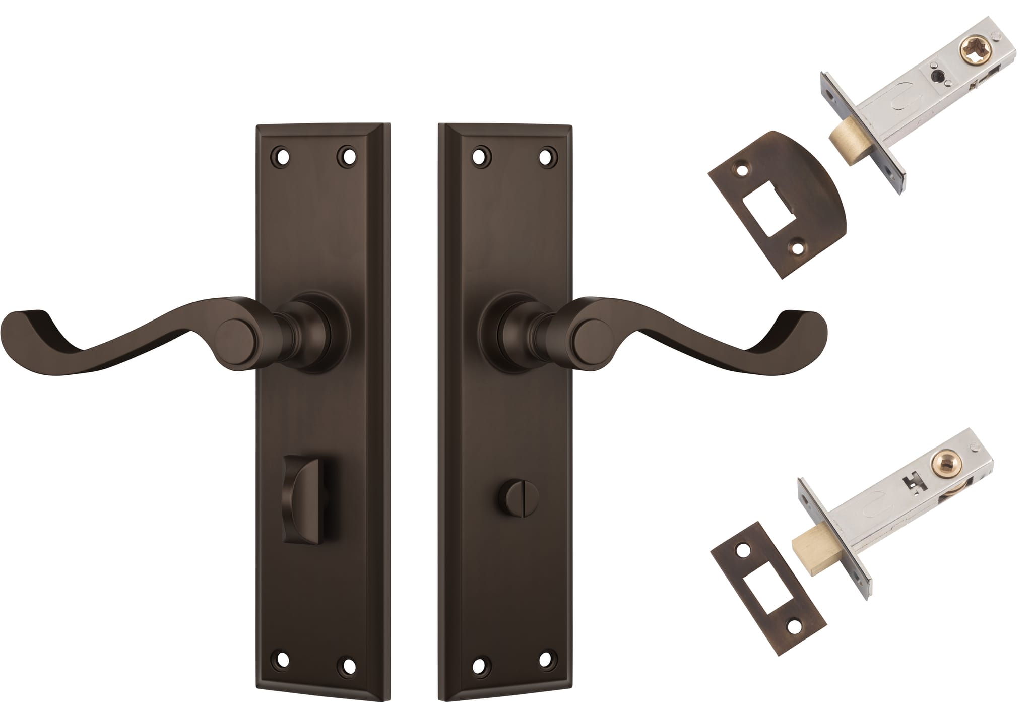 Door Lever Milton Antique Brass Privacy Set in Antique Brass