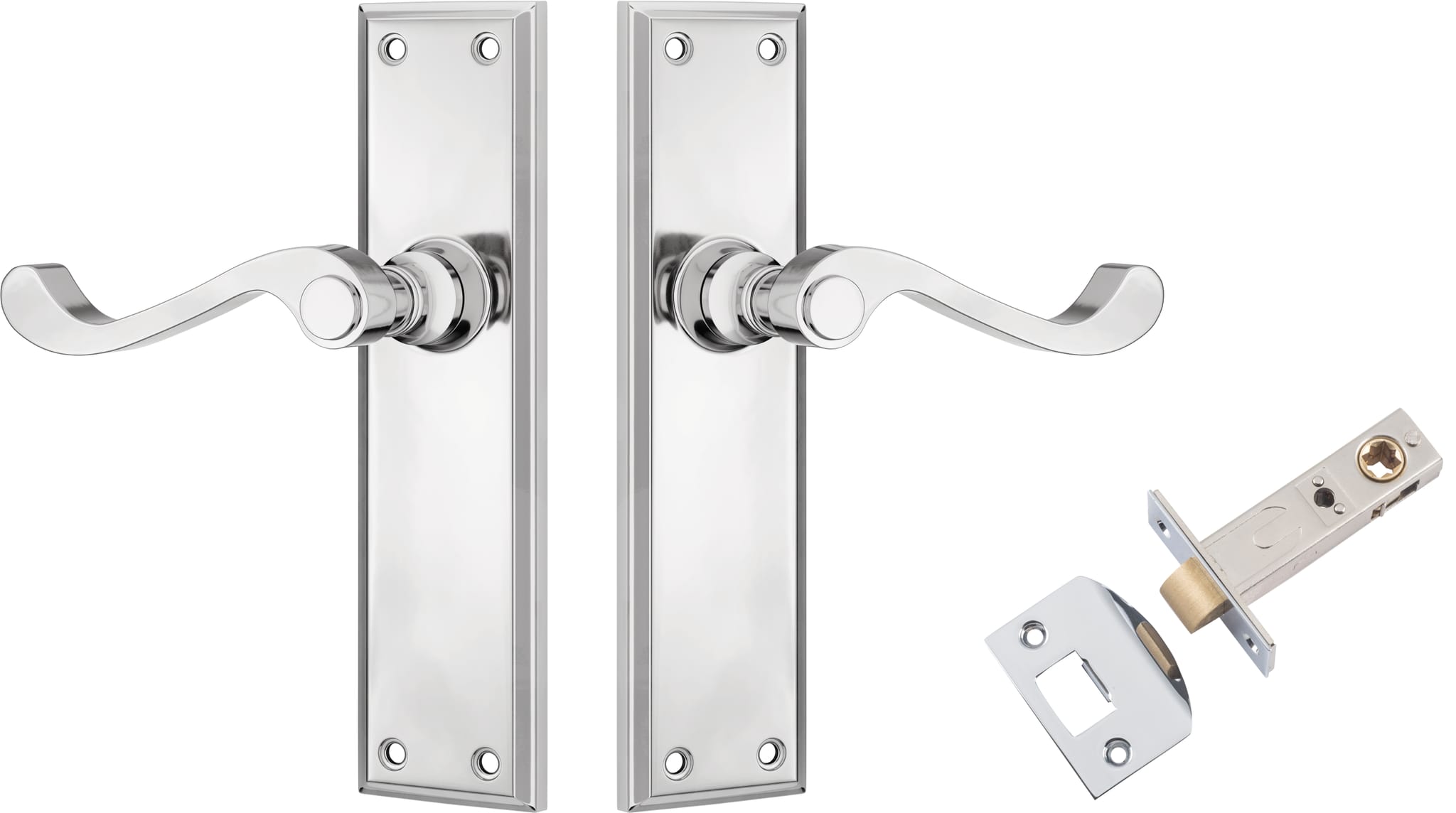 Door Lever Milton Chrome Plated Privacy Set in Chrome Plated