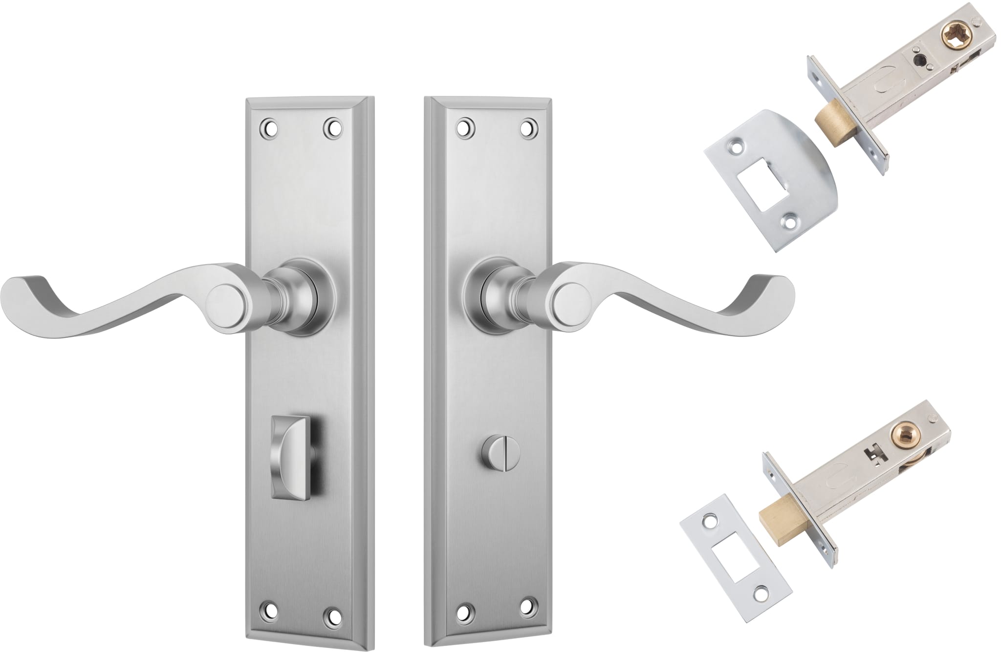 Door Lever Milton Satin Chrome Privacy Set in Satin Chrome