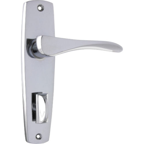 Door Lever Mid Century Privacy Pair Chrome Plated H145xW35xP47mm in Chrome Plated