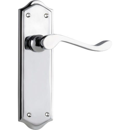 Door Lever Henley Latch Pair Chrome Plated H180xW50xP58mm in Chrome Plated