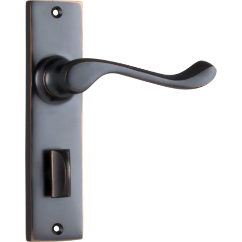 Door Lever Fremantle Privacy Pair Antique Copper H150xW35xP50mm in Antique Copper