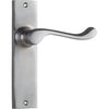 Door Lever Fremantle Latch Pair Satin Chrome H150xW35xP50mm in Satin Chrome