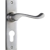Door Lever Fremantle Euro Pair Satin Chrome H150xW35xP50mm in Satin Chrome