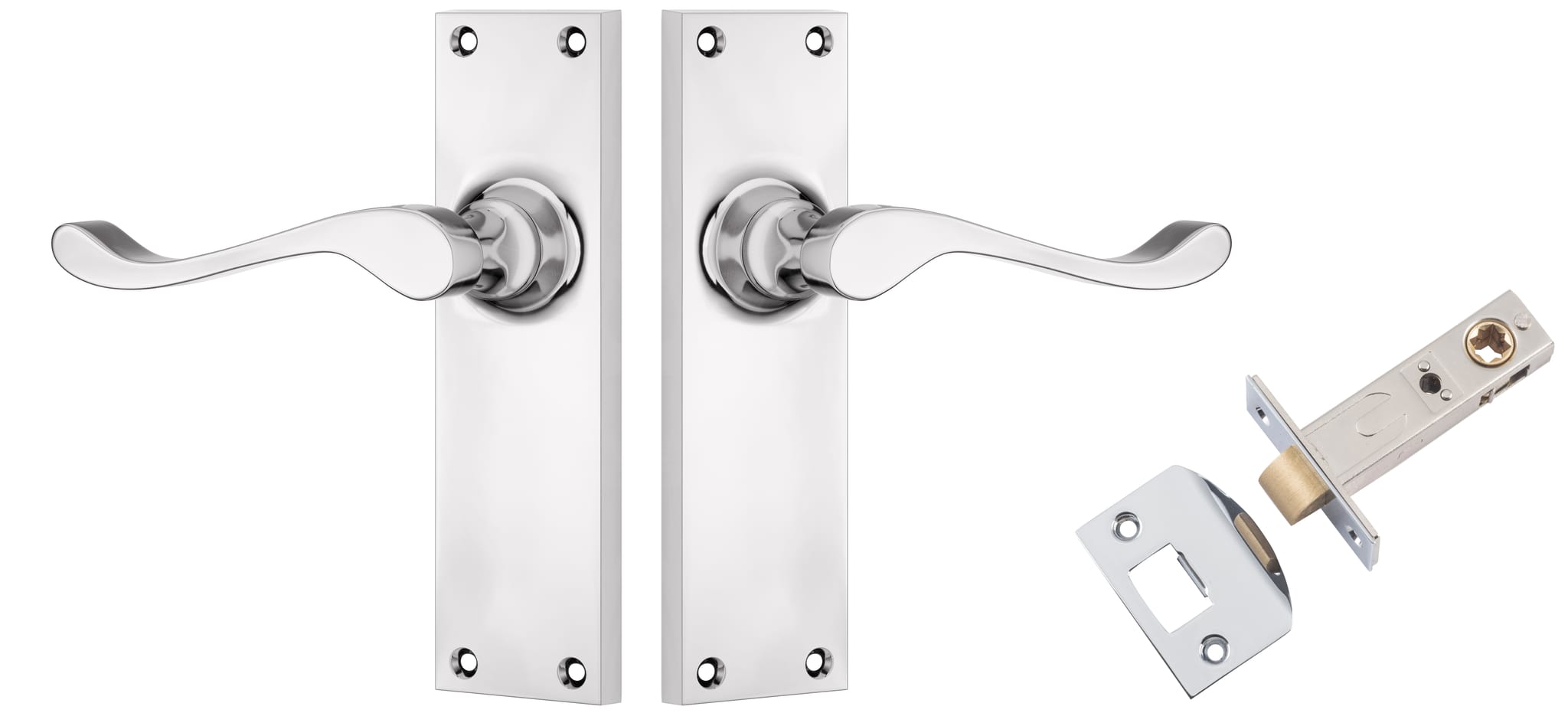 Door Lever Victorian Chrome Plated Passage Set in Chrome Plated