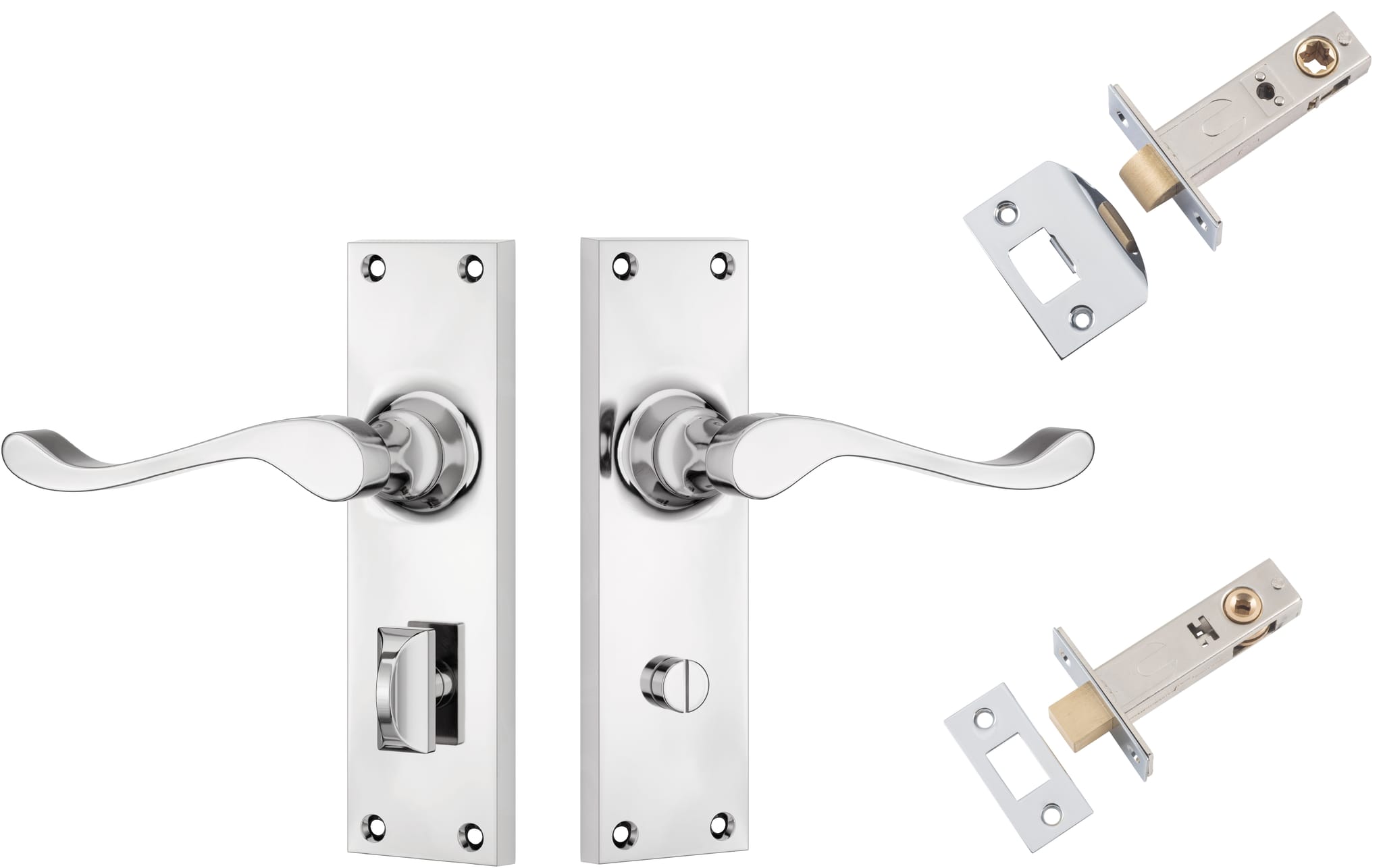 Door Lever Victorian Chrome Plated Privacy Set in Chrome Plated