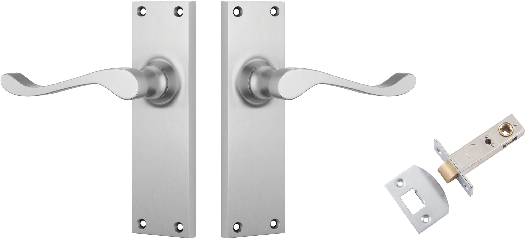 Door Lever Victorian Satin Chrome Passage Set in Satin Chrome