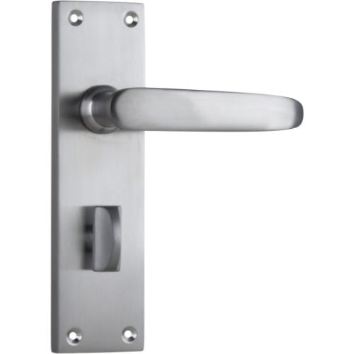 Door Lever Balmoral Privacy Pair Satin Chrome H156xW42xP46mm in Satin Chrome