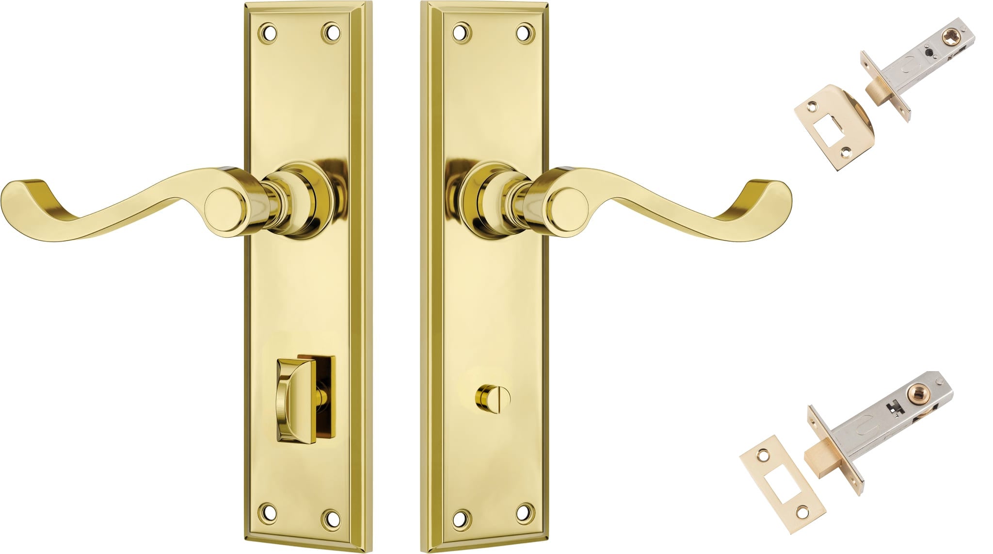 Door Lever Milton Polished Brass Privacy Set in Polished Brass