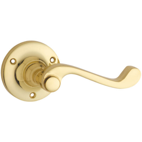Door Lever Milton Round Rose Pair Polished Brass D63xP68mm
(Latch/Lock Sold Separately) in Polished Brass