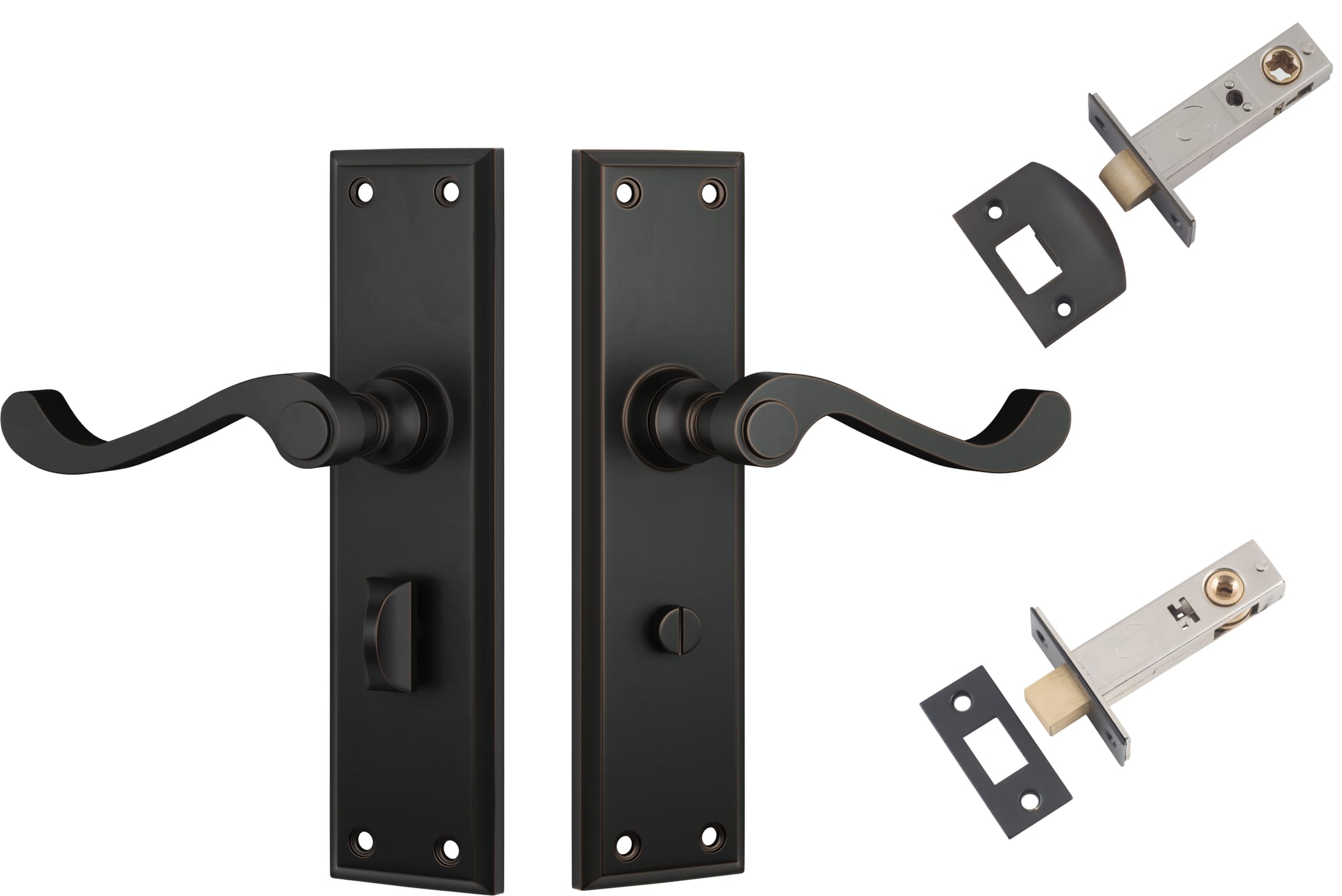 Door Lever Milton Antique Copper Privacy Set in Antique Copper