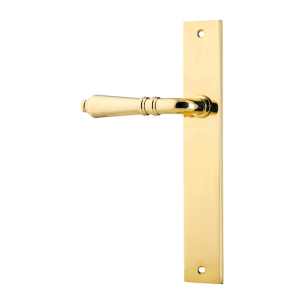 Door Lever Sarlat Rectangular Latch Left Hand Fixed Polished Brass L111xP53mm BPH240xW38mm in Polished Brass