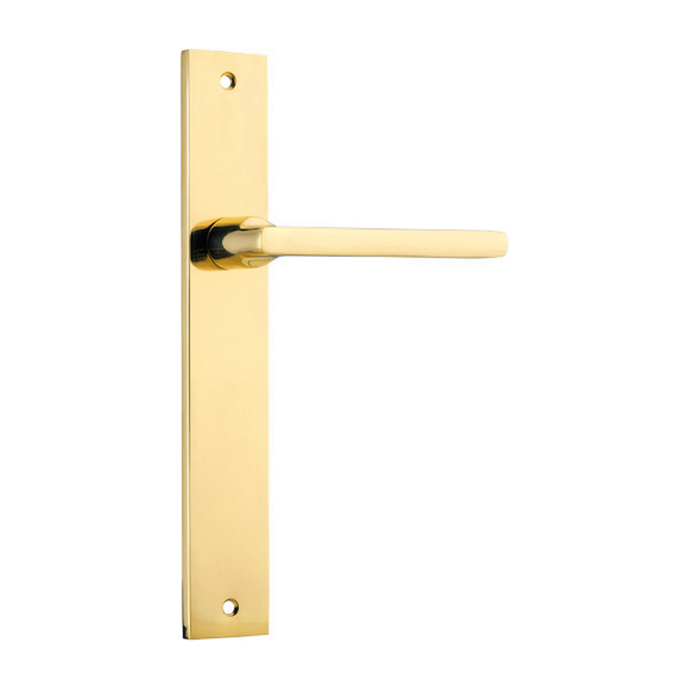 Door Lever Baltimore on Long Backplate Polished Brass H240xW38xP55mm in Polished Brass