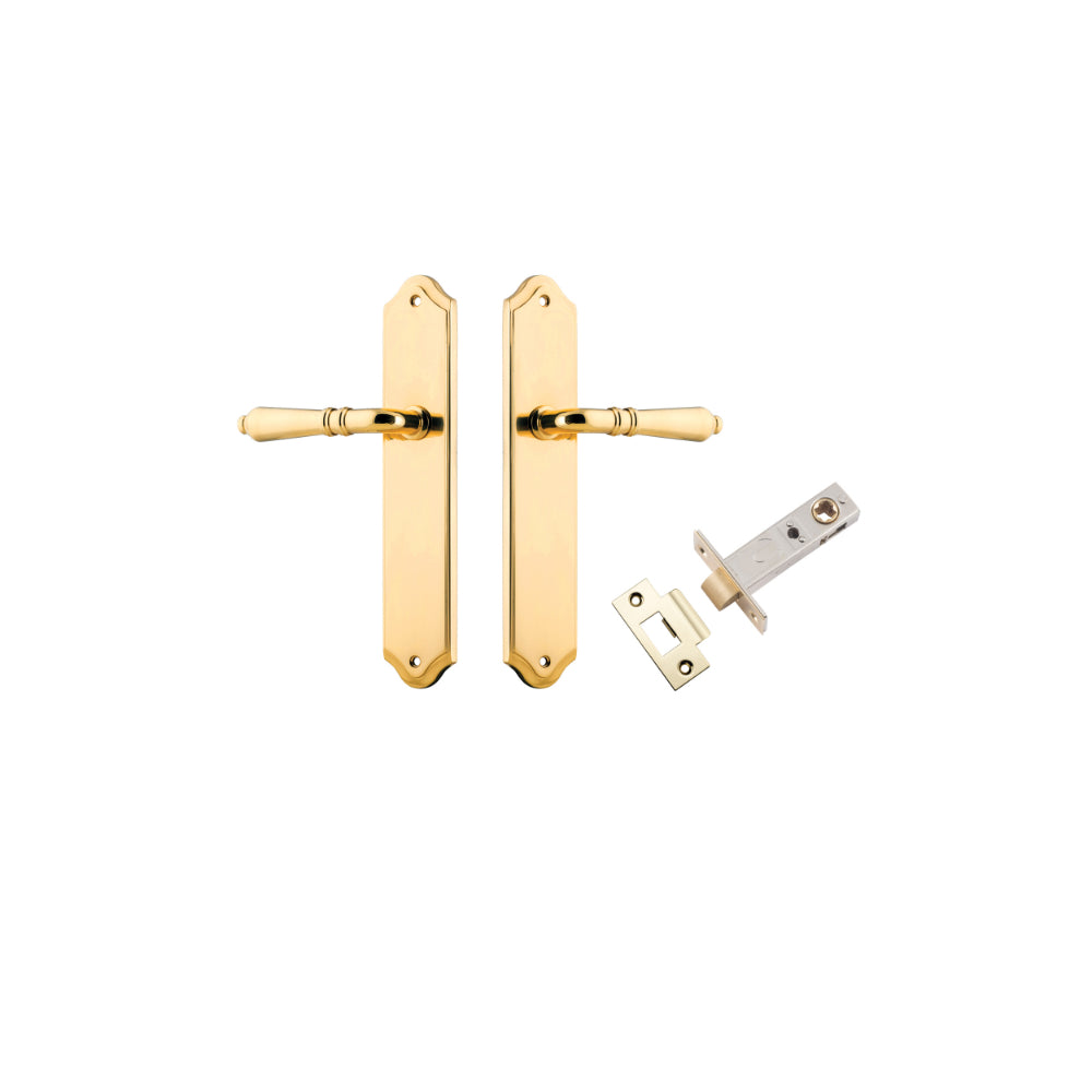 Door Lever Sarlat Shouldered Latch Polished Brass H250xW48xP57mm Passage Kit Tube Latch Split Cam 'T' Striker Polished Brass Backset 60mm in Polished Brass