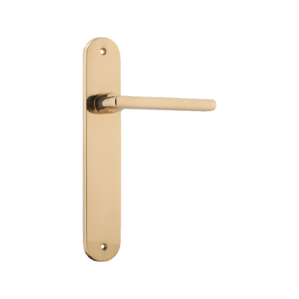 Door Lever Baltimore Oval Latch Polished Brass H240xW40xP55mm in Polished Brass