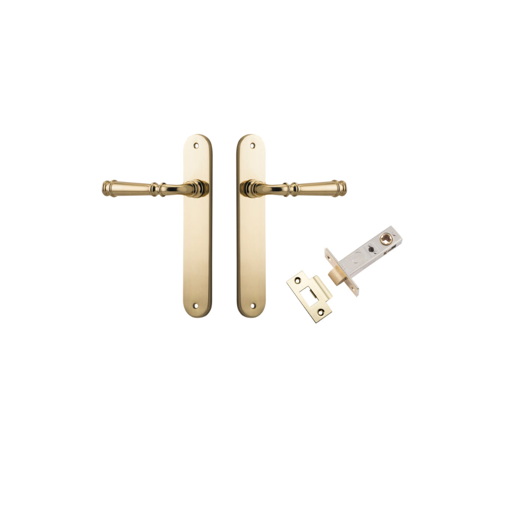 Door Lever Verona Oval Latch Polished Brass H240xW40xP59mm Passage Kit Tube Latch Split Cam 'T' Striker Polished Brass Backset 60mm in Polished Brass