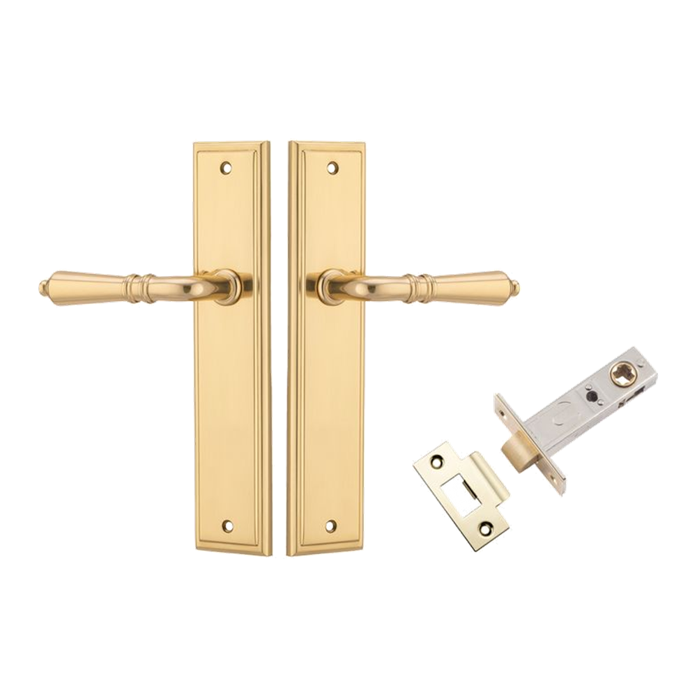 Door Lever Sarlat Stepped Polished Brass Passage Kit in Polished Brass
