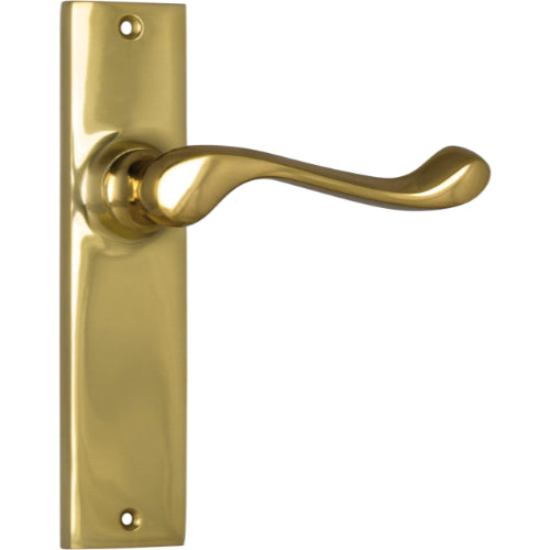 Door Lever Fremantle Latch Pair Polished Brass H150xW35xP50mm in Polished Brass
