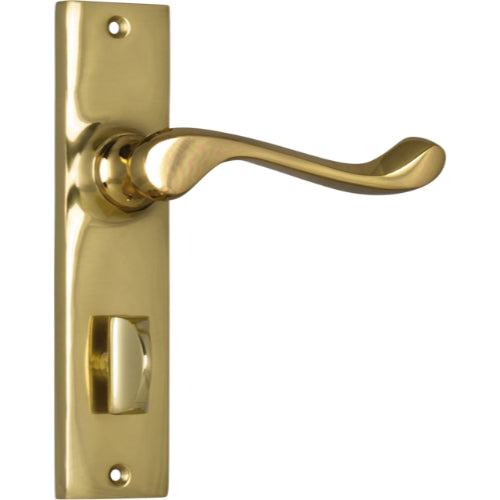 Door Lever Fremantle Privacy Pair Polished Brass H150xW35xP50mm in Polished Brass