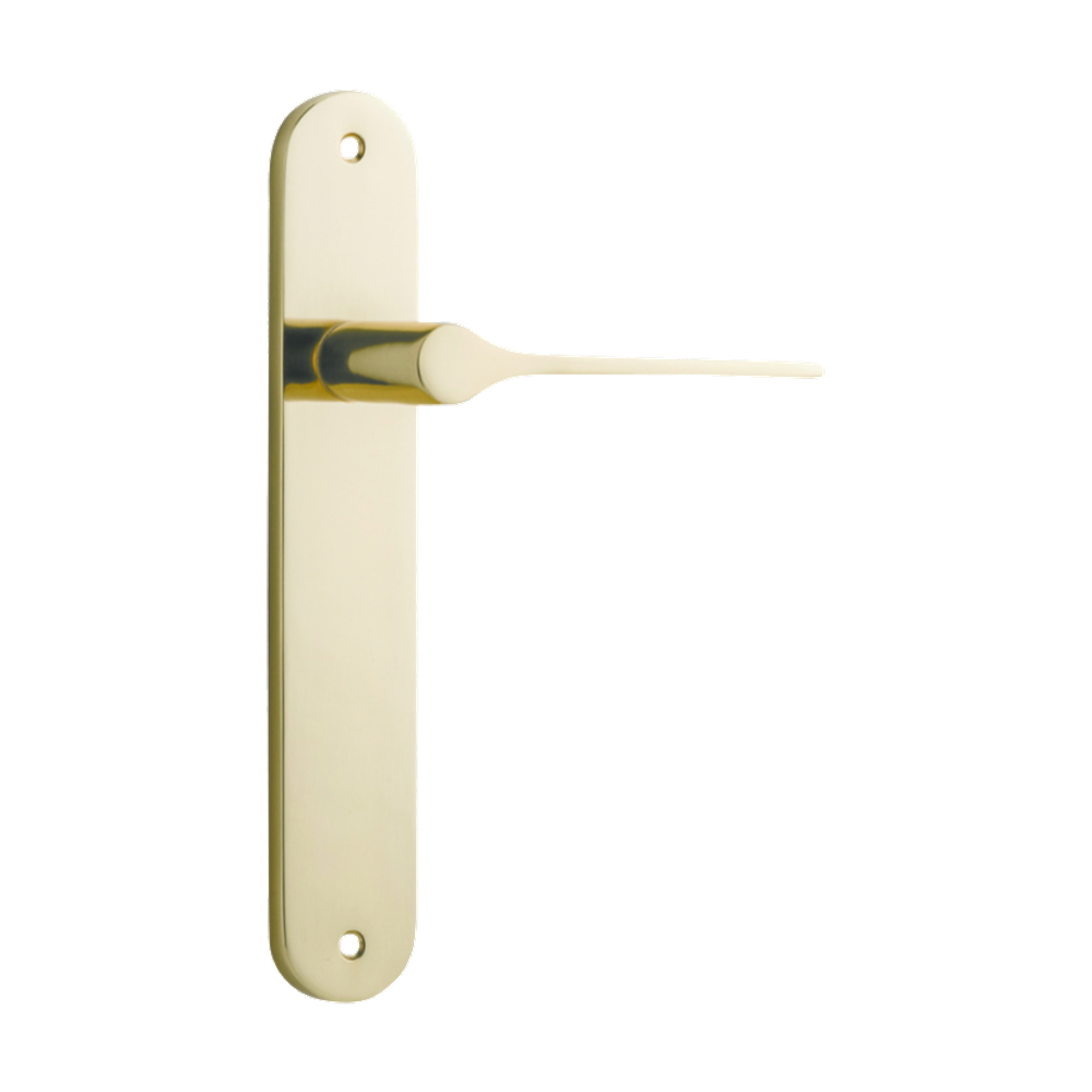 Door Lever Como Oval Latch Polished Brass H240xW40xP59mm in Polished Brass