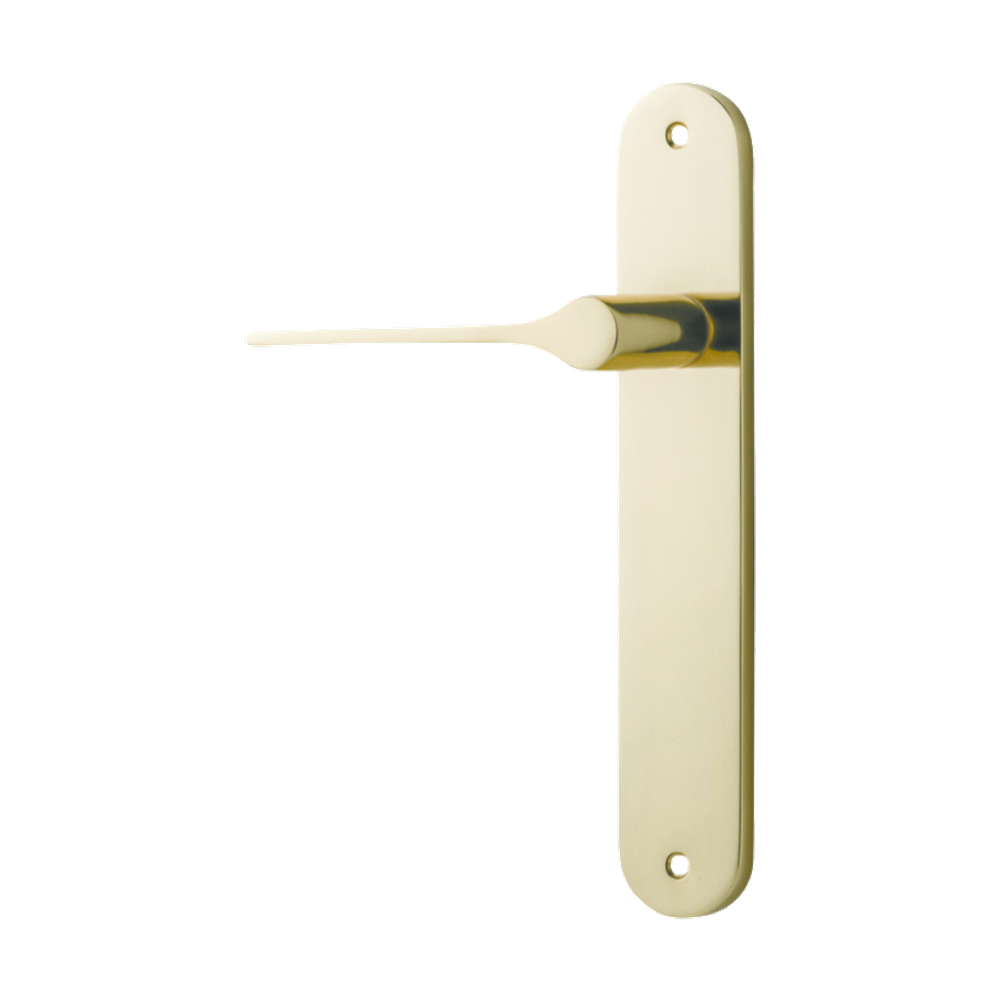Door Lever Como Oval Latch Left Hand Fixed Polished Brass L119xP59mm BPH240xW40mm in Polished Brass