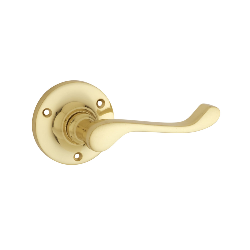Door Lever Victorian Round Rose Pair Polished Brass D63xP58mm
(Latch/Lock Sold Separately) in Polished Brass