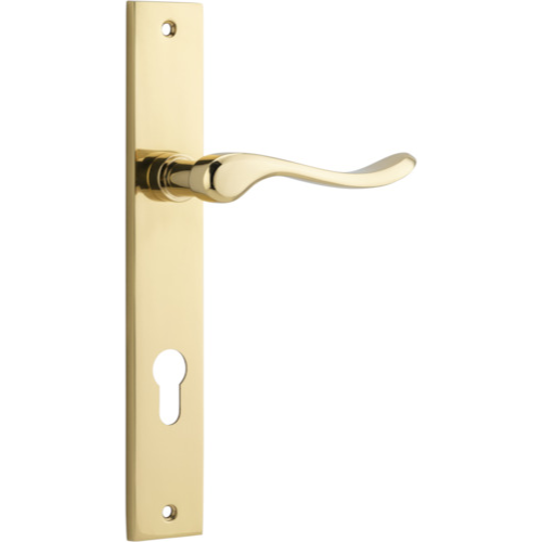 Door Lever Stirling Rectangular Euro Pair Polished Brass CTC85mm H240xW38xP64mm in Polished Brass