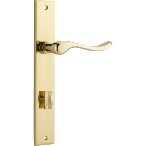 Door Lever Stirling Rectangular Privacy Pair Polished Brass CTC85mm H240xW38xP64mm in Polished Brass