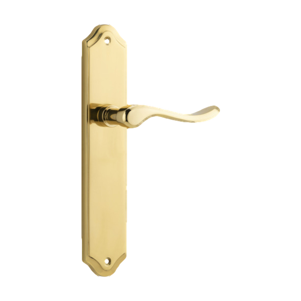 Door Lever Stirling Shouldered Latch Pair Polished Brass H250xW48xP64mm in Polished Brass