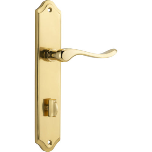 Door Lever Stirling Shouldered Privacy Pair Polished Brass CTC85mm H250xW48xP64mm in Polished Brass