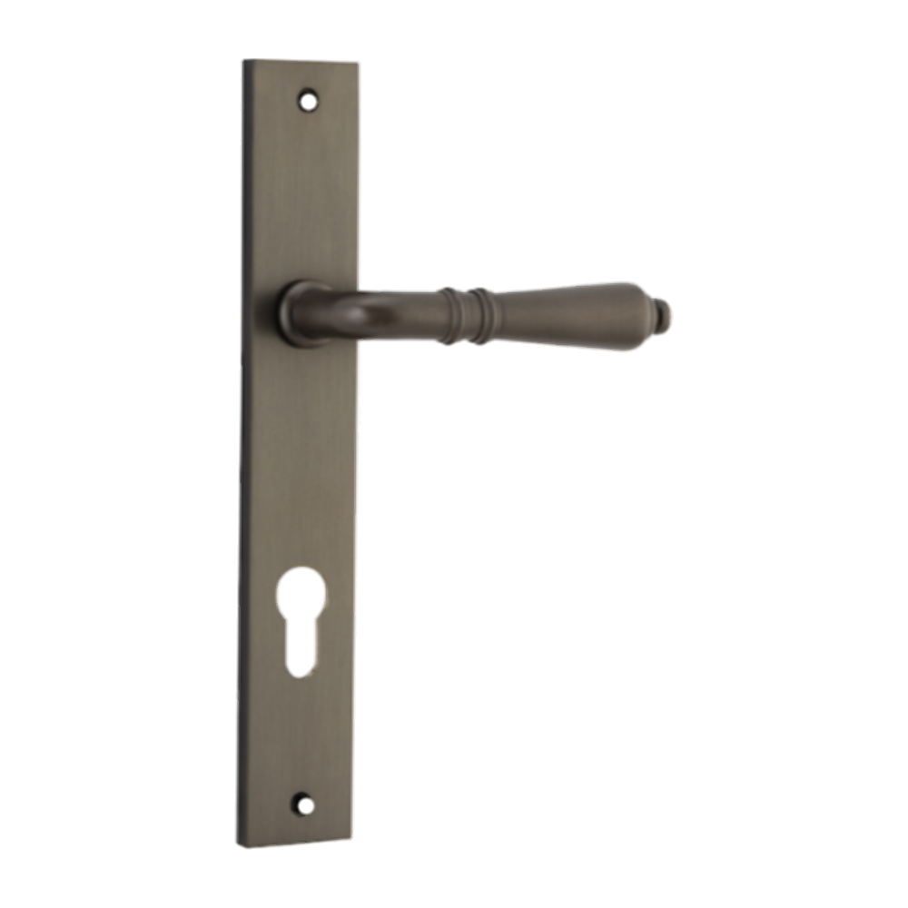 Door Lever Sarlat Rectangular Euro Signature Brass CTC85mm H240xW38xP55mm in Signature Brass