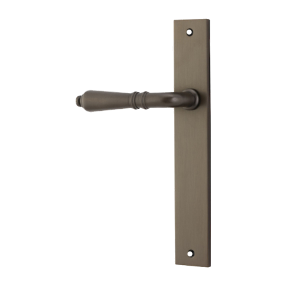Door Lever Sarlat Rectangular Latch Left Hand Fixed Signature Brass L111xP53mm BPH240xW38mm in Signature Brass