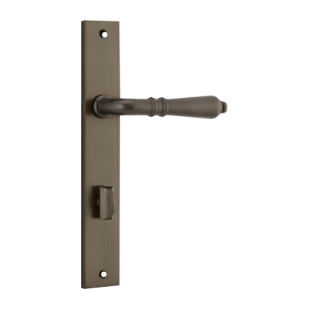 Door Lever Sarlat Rectangular Privacy Signature Brass CTC85mm H240xW38xP55mm in Signature Brass
