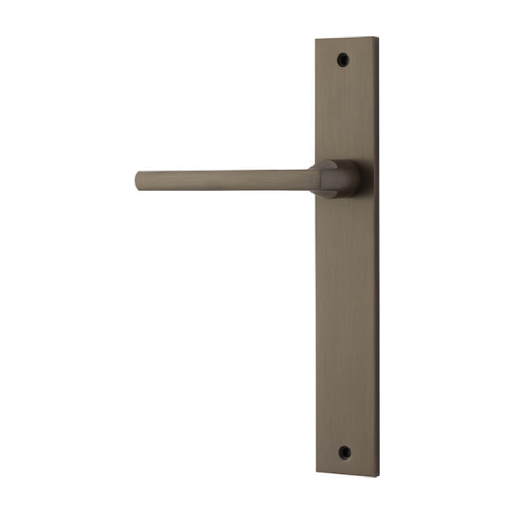 Door Lever Baltimore Rectangular Latch Left Hand Fixed Signature Brass L118xP54mm BPH240xW38mm in Signature Brass