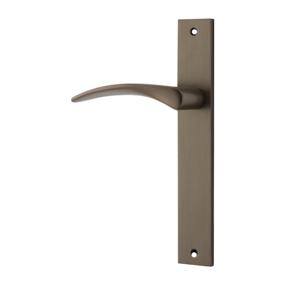 Door Lever Oxford Rectangular Latch Left Hand Fixed Signature Brass L125xP60mm BPH240xW38mm in Signature Brass